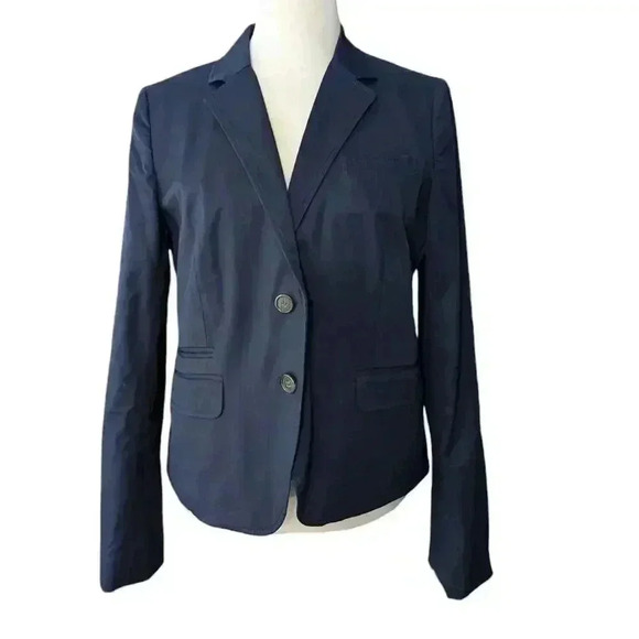 J.Crew Women's 2 Button Navy Blue Blazer Jacket Size 12 - Picture 1 of 11